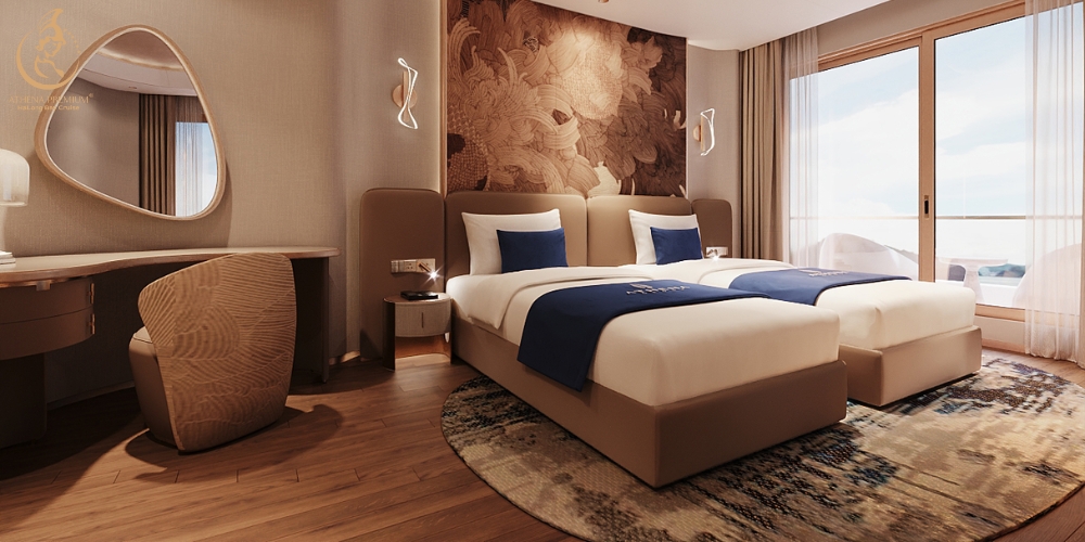 Spacious triple-bed balcony cabin ideal for families and small travel groups