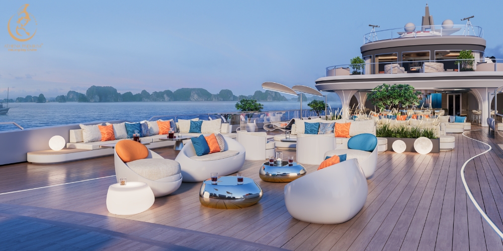 An expansive 900m² open air sundeck designed for scale privacy and panoramic immersion